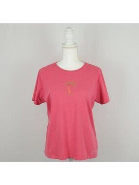 Life Is Good Women's Medium Pink Palm Tree Graphic Crewneck Short Sleeve Tee
